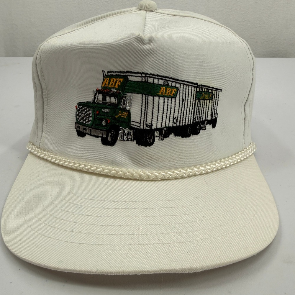 ABF Freight System Trucker Hat Mens White Vintage Snapback Rope Brim Youngan